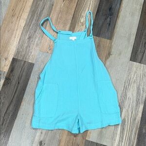Colsie Aqua blue linen romper